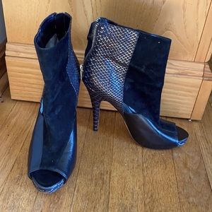 Charles David Black suede and leather heeled Bootie